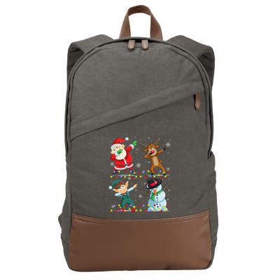 Dabbing Santa Elf Friends Christmas Funny Xmas Dab Funny Gift Cotton Canvas Backpack
