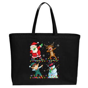 Dabbing Santa Elf Friends Christmas Funny Xmas Dab Funny Gift Cotton Canvas Jumbo Tote