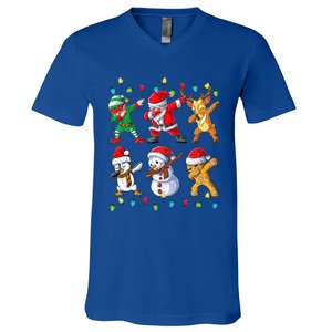 Dabbing Santa Elf Friends Christmas Xmas Dab V-Neck T-Shirt