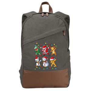 Dabbing Santa Elf Friends Christmas Xmas Dab Cotton Canvas Backpack