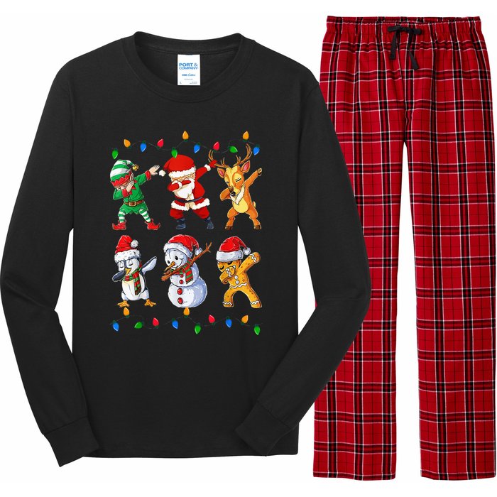 Dabbing Santa Elf Friends Christmas Funny Xmas Dab Long Sleeve Pajama Set