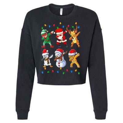Dabbing Santa Elf Friends Christmas Funny Xmas Dab Cropped Pullover Crew