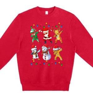 Dabbing Santa Elf Friends Christmas Funny Xmas Dab Premium Crewneck Sweatshirt