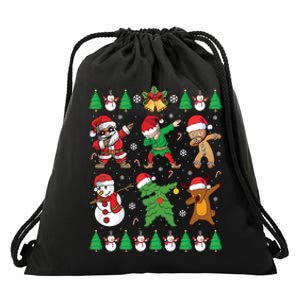 Dabbing Santa Elf Friends Ugly Xmas Sweater Dab Long Sleeve Drawstring Bag