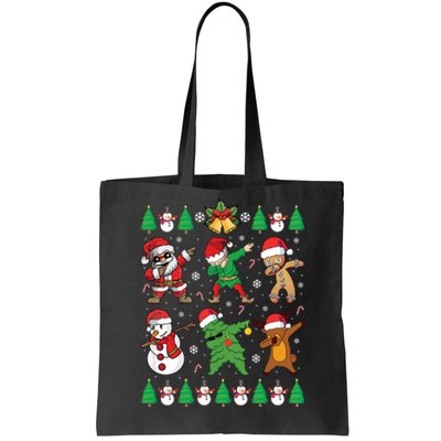 Dabbing Santa Elf Friends Ugly Xmas Sweater Dab Long Sleeve Tote Bag