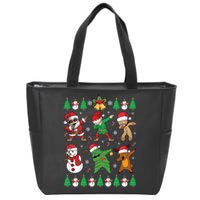 Dabbing Santa Elf Friends Ugly Xmas Sweater Dab Long Sleeve Zip Tote Bag