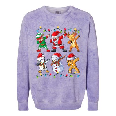 Dabbing Santa Elf Friends Christmas Colorblast Crewneck Sweatshirt