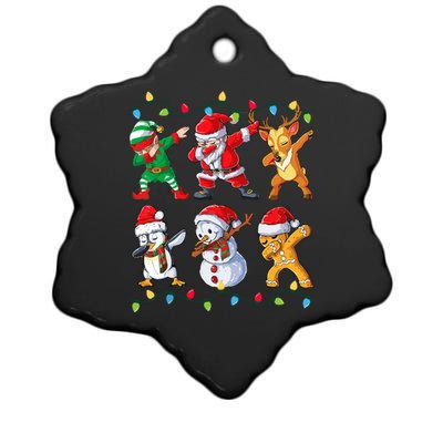 Dabbing Santa Elf Friends Christmas Ceramic Star Ornament