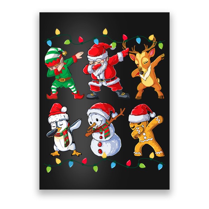 Dabbing Santa Elf Friends Christmas Poster