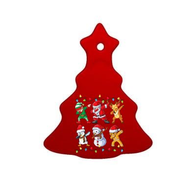 Dabbing Santa Elf Friends Christmas Ceramic Tree Ornament