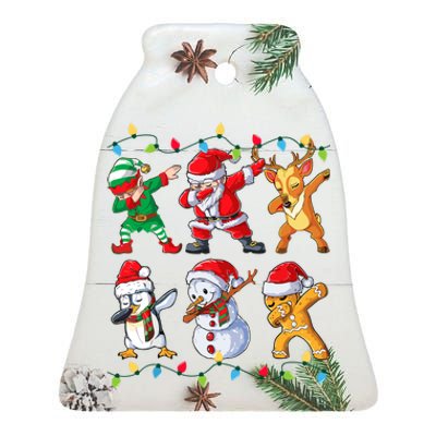 Dabbing Santa Elf Friends Christmas Ceramic Bell Ornament