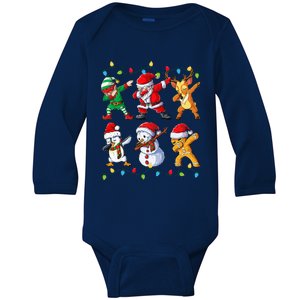 Dabbing Santa Elf Friends Christmas Xmas Dab Baby Long Sleeve Bodysuit