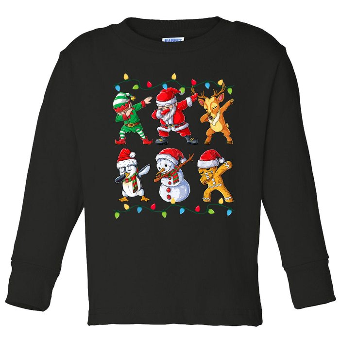 Dabbing Santa Elf Friends Christmas Xmas Dab Toddler Long Sleeve Shirt