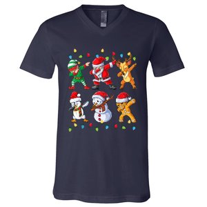 Dabbing Santa Elf Friends Christmas Boy Xmas Dab V-Neck T-Shirt