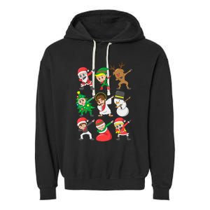 Dabbing Santa Elf Friends Christmas Garment-Dyed Fleece Hoodie