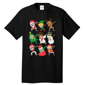 Dabbing Santa Elf Friends Christmas Tall T-Shirt