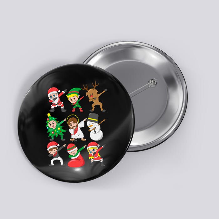 Dabbing Santa Elf Friends Christmas Button