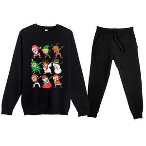 Dabbing Santa Elf Friends Christmas Premium Crewneck Sweatsuit Set