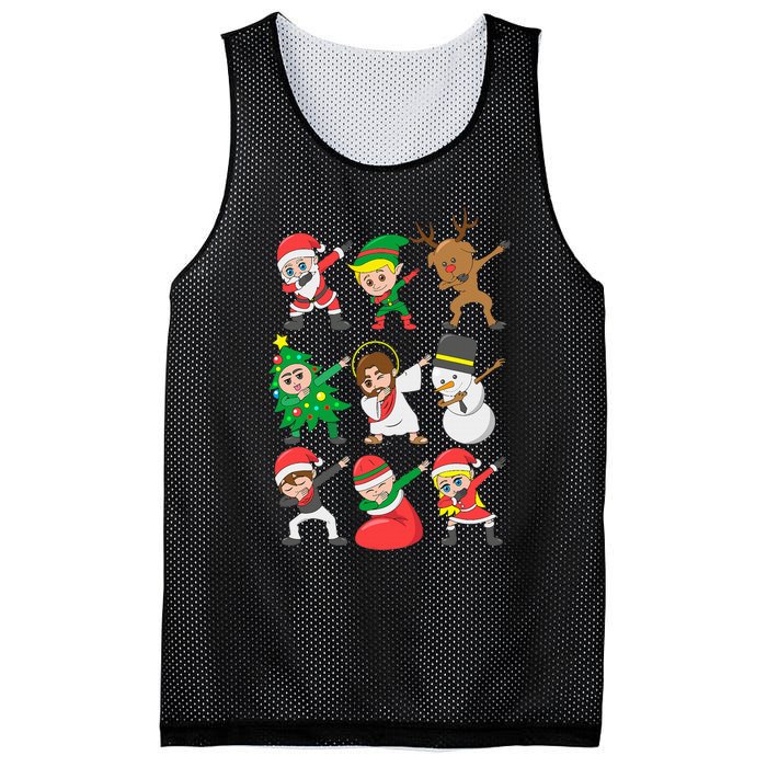 Dabbing Santa Elf Friends Christmas Mesh Reversible Basketball Jersey Tank