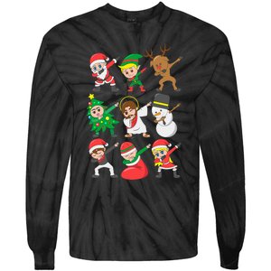 Dabbing Santa Elf Friends Christmas Tie-Dye Long Sleeve Shirt