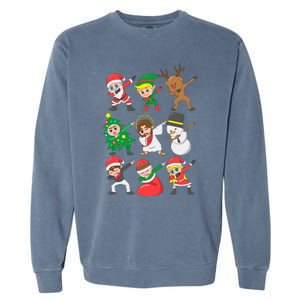 Dabbing Santa Elf Friends Christmas Garment-Dyed Sweatshirt