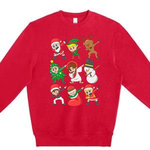 Dabbing Santa Elf Friends Christmas Premium Crewneck Sweatshirt