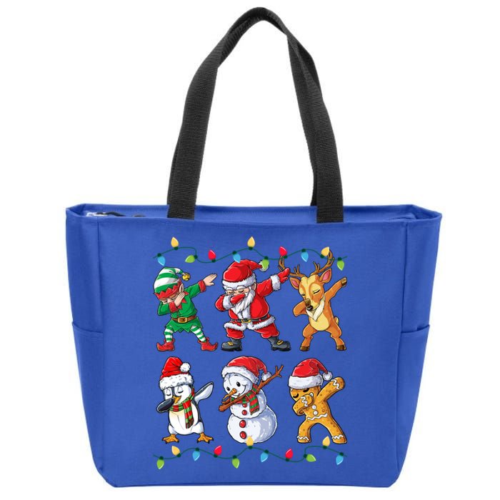 Dabbing Santa Elf Friends Christmas Xmas Dab Funny Gift Zip Tote Bag