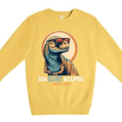 Dinosaur Solar Eclipse April 8 2024 Eclipse Trex Premium Crewneck Sweatshirt