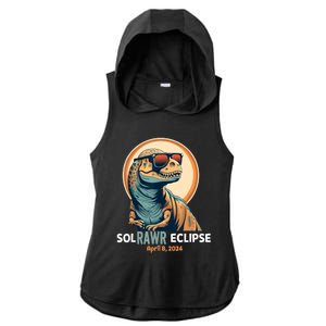 Dinosaur Solar Eclipse April 8 2024 Eclipse Trex Ladies PosiCharge Tri-Blend Wicking Draft Hoodie Tank