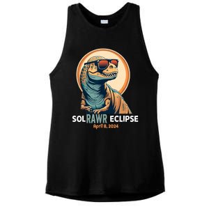 Dinosaur Solar Eclipse April 8 2024 Eclipse Trex Ladies PosiCharge Tri-Blend Wicking Tank