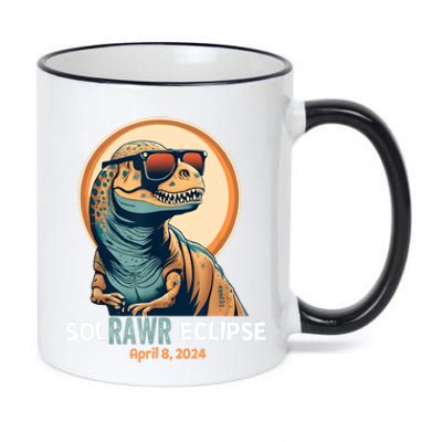 Dinosaur Solar Eclipse April 8 2024 Eclipse Trex 11oz Black Color Changing Mug