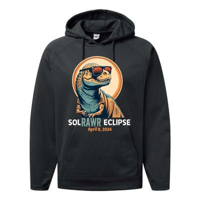 Dinosaur Solar Eclipse April 8 2024 Eclipse Trex Performance Fleece Hoodie