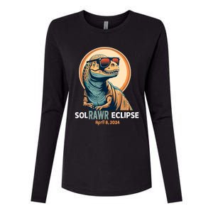 Dinosaur Solar Eclipse April 8 2024 Eclipse Trex Womens Cotton Relaxed Long Sleeve T-Shirt