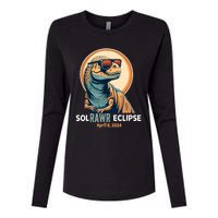 Dinosaur Solar Eclipse April 8 2024 Eclipse Trex Womens Cotton Relaxed Long Sleeve T-Shirt