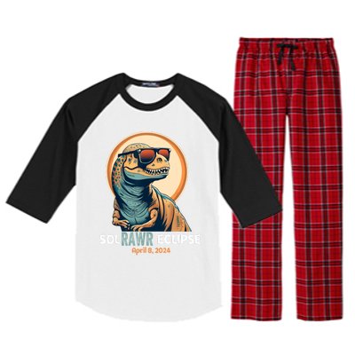 Dinosaur Solar Eclipse April 8 2024 Eclipse Trex Raglan Sleeve Pajama Set