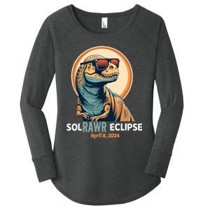 Dinosaur Solar Eclipse April 8 2024 Eclipse Trex Women's Perfect Tri Tunic Long Sleeve Shirt