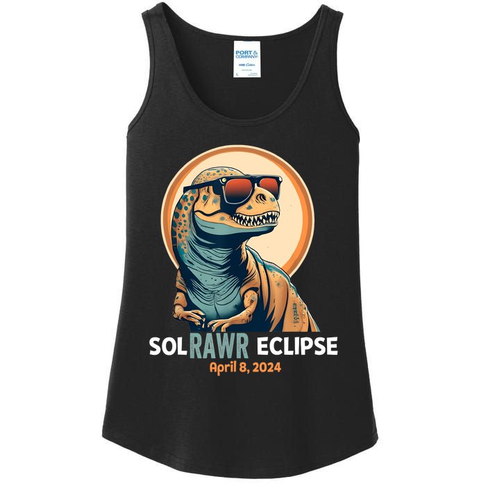 Dinosaur Solar Eclipse April 8 2024 Eclipse Trex Ladies Essential Tank