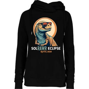 Dinosaur Solar Eclipse April 8 2024 Eclipse Trex Womens Funnel Neck Pullover Hood