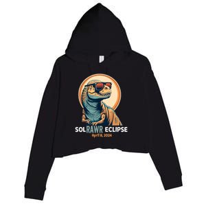 Dinosaur Solar Eclipse April 8 2024 Eclipse Trex Crop Fleece Hoodie