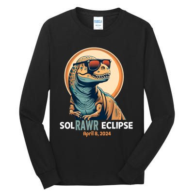 Dinosaur Solar Eclipse April 8 2024 Eclipse Trex Tall Long Sleeve T-Shirt