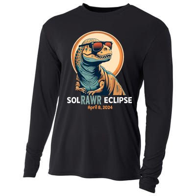 Dinosaur Solar Eclipse April 8 2024 Eclipse Trex Cooling Performance Long Sleeve Crew