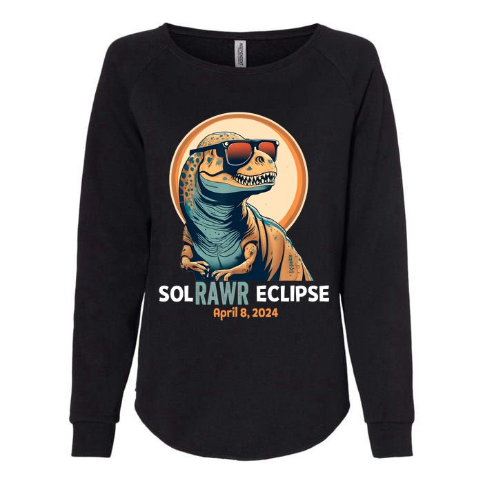 Dinosaur Solar Eclipse April 8 2024 Eclipse Trex Womens California Wash Sweatshirt