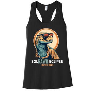 Dinosaur Solar Eclipse April 8 2024 Eclipse Trex Women's Racerback Tank