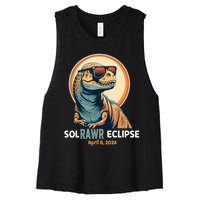 Dinosaur Solar Eclipse April 8 2024 Eclipse Trex Women's Racerback Cropped Tank