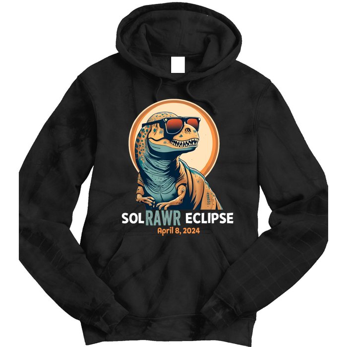 Dinosaur Solar Eclipse April 8 2024 Eclipse Trex Tie Dye Hoodie