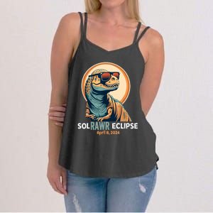 Dinosaur Solar Eclipse April 8 2024 Eclipse Trex Women's Strappy Tank