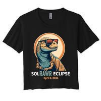 Dinosaur Solar Eclipse April 8 2024 Eclipse Trex Women's Crop Top Tee