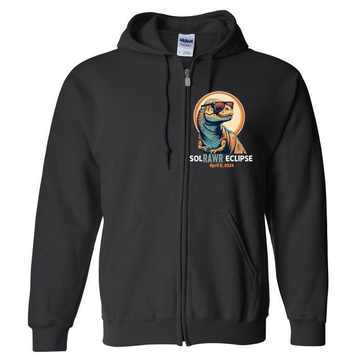 Dinosaur Solar Eclipse April 8 2024 Eclipse Trex Full Zip Hoodie