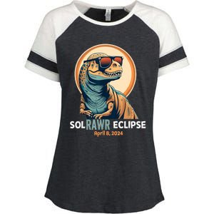 Dinosaur Solar Eclipse April 8 2024 Eclipse Trex Enza Ladies Jersey Colorblock Tee