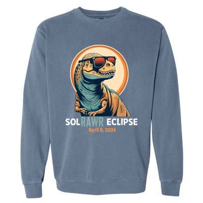 Dinosaur Solar Eclipse April 8 2024 Eclipse Trex Garment-Dyed Sweatshirt